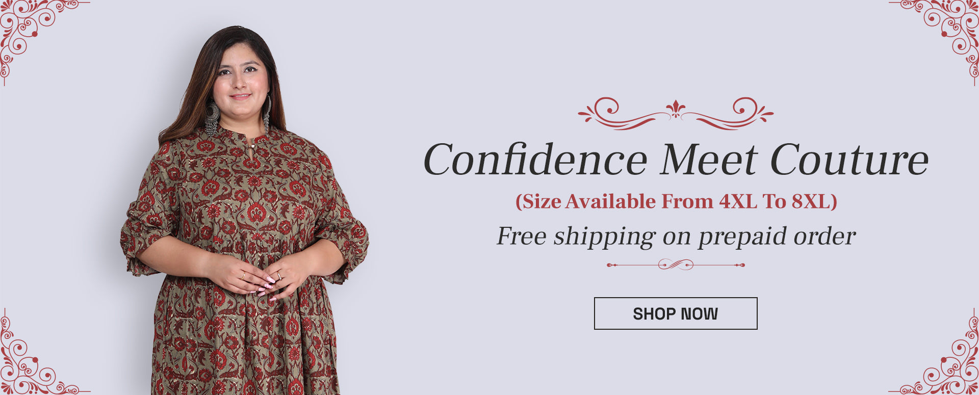 Women with Plus size kurta set in a banner