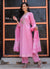 Pink Cotton Printed Kurta Pant Set with Dupatta-2195