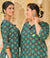 Plus Size Green Cotton Blend Floral Print Straight Kurta-374