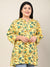 Plus Size Yellow Cotton Blend Floral Print Short Kurta-604
