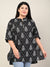 Plus Size Women Black Cotton Floral  Print Short Kurta-606