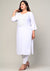 Plus Size White Cotton Blend Embroidered Straight Kurta-246