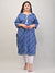 Plus Size Blue Cotton Blend Leheriya Print Straight Kurta-329