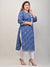 Plus Size Blue Cotton Blend Leheriya Print Straight Kurta-329