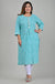 Plus Size Turquoise Cotton Blend Leheriya Print Straight Kurta-329