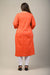 Plus Size Orange Cotton Blend Bandhani Print Straight Kurta-353
