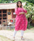 Plus Size Pink Cotton Blend Bandhani Print Straight Kurta-353