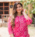 Plus Size Pink Cotton Blend Bandhani Print Straight Kurta-353