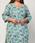 Plus Size Blue Cotton Floral Print Straight Kurta-369