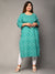 Plus Size Turquoise Cotton Blend Bandhani Print Straight Kurta-381