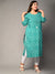Plus Size Turquoise Cotton Blend Bandhani Print Straight Kurta-381