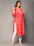 Plus Size Red Cotton Blend Bandhani Print Straight Kurta-381