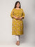 Plus Size Yellow Cotton Blend Floral Print Straight Kurta-455