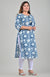 Plus Size Blue Cotton Blend Floral Print Straight Kurta-522