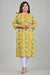 Plus Size Yellow Cotton Blend Floral Print Straight Kurta-523