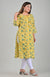 Plus Size Yellow Cotton Blend Floral Print Straight Kurta-523
