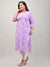 Plus Size Purple Cotton Blend Floral Print Straight Kurta-536