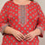 Plus Size Red Cotton Floral Print Straight Kurta-568