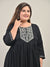 Plus Size Black Cotton Blend Embroidered Anarkali-591
