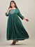 Plus Size Green Cotton Blend Embroidered Anarkali-591