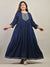 Plus Size Blue Cotton Blend Embroidered Anarkali-591
