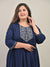 Plus Size Blue Cotton Blend Embroidered Anarkali-591
