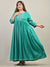 Plus Size Turquoise Cotton Blend Embroidered Anarkali -591