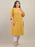Plus Size Yellow Cotton Blend  Floral Print Straight Kurta-598