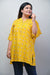 Plus Size Yellow Cotton Blend Floral Print Short Kurta-630