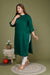 Plus Size Green Cotton Blend Straight Kurta-636