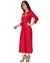 Red Cotton Blend Embroidered Solid Print Straight Kurta-231