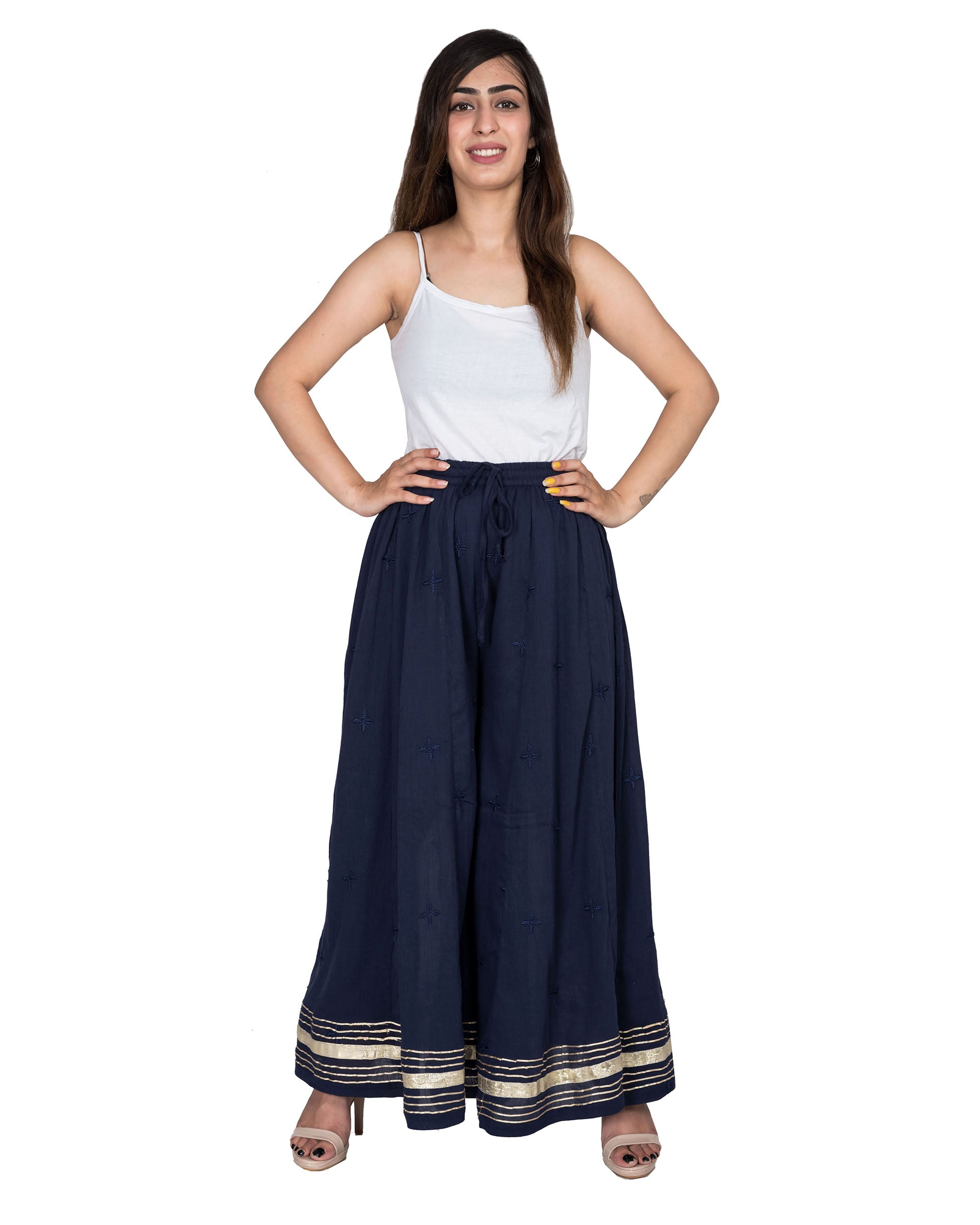 Buy online Block Printed Flared Palazzo from Skirts, tapered pants &  Palazzos for Women by Sahila The Label for ₹1599 at 50% off