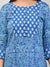 Blue Cotton Floral Print Straight Kurta-540