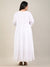 Plus Size White Cotton Blend Embroidered Flared Long Kurta-609