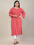 Plus Size Red Cotton Floral Print Straight Kurta-603