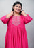 Plus Size Pink Cotton Blend Embroidered Anarkali-591
